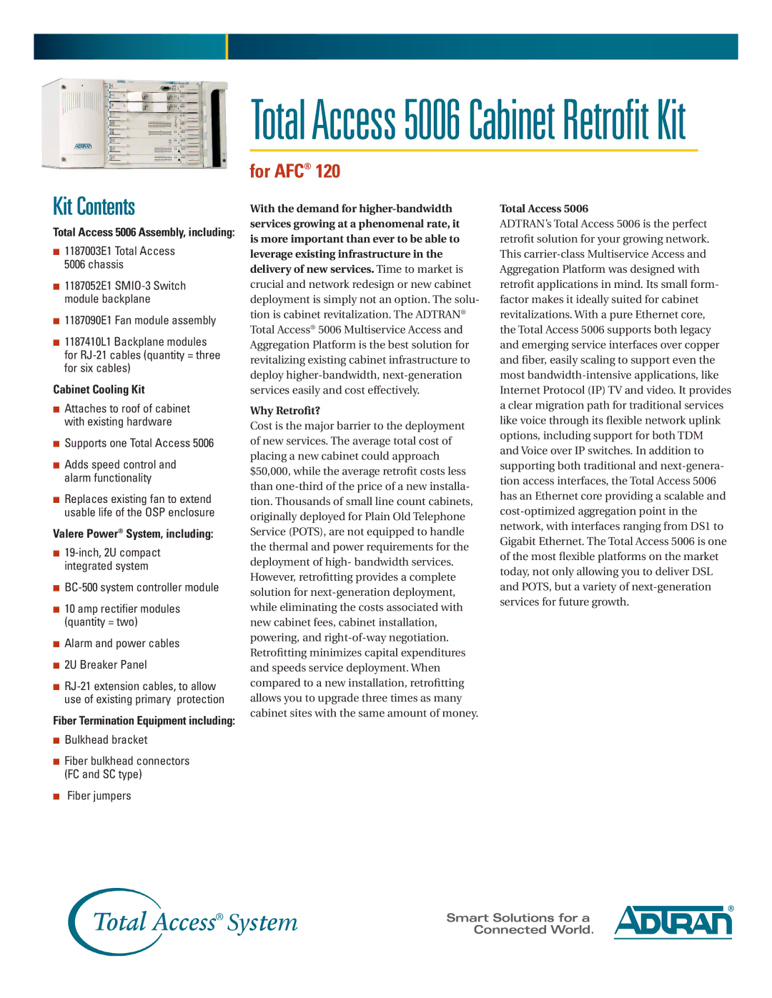 ADTRAN manual Total Access 5006 Cabinet Retrofit Kit 