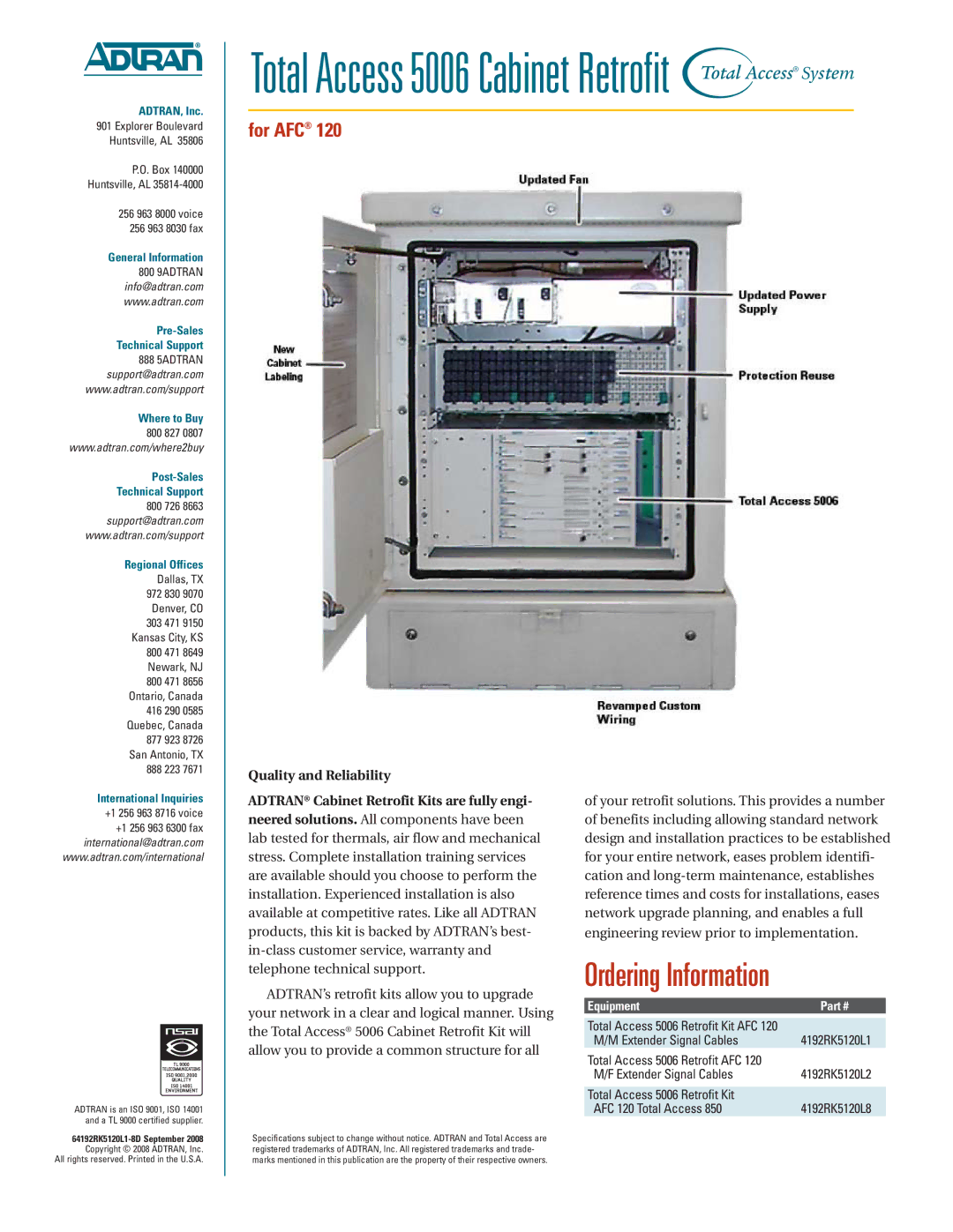 ADTRAN manual Total Access 5006 Cabinet Retrofit 