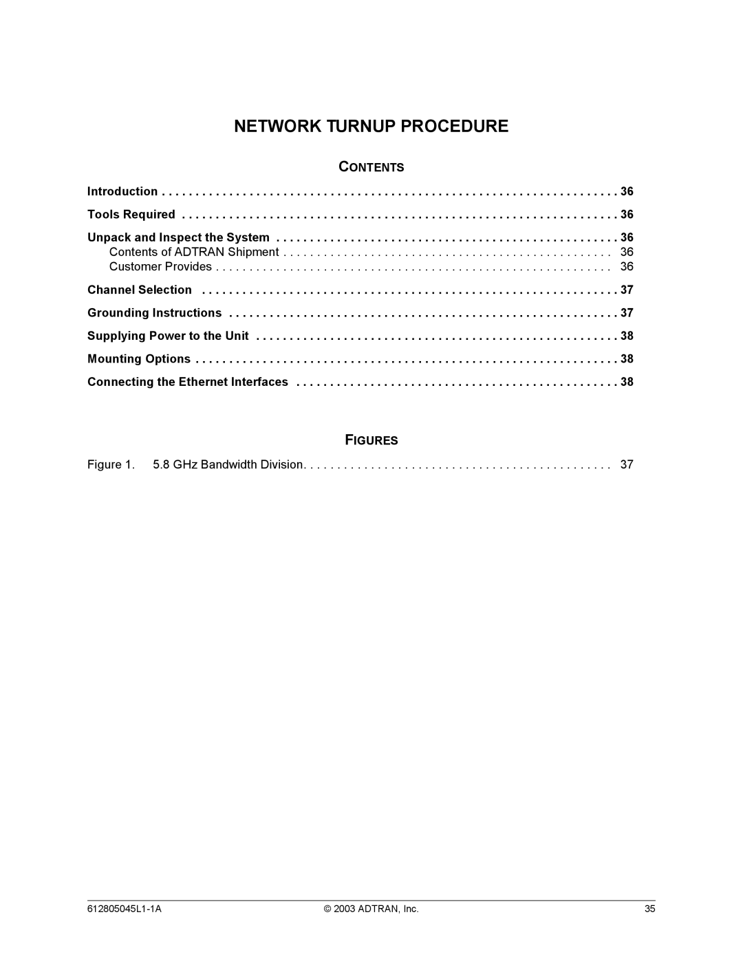 ADTRAN 5045 system manual Network Turnup Procedure, Unpack and Inspect the System 