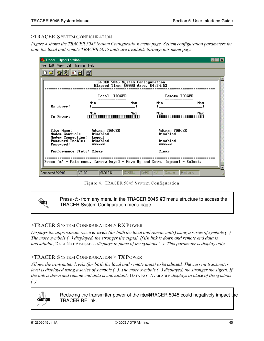 ADTRAN 5045 system manual Tracer System Configuration 