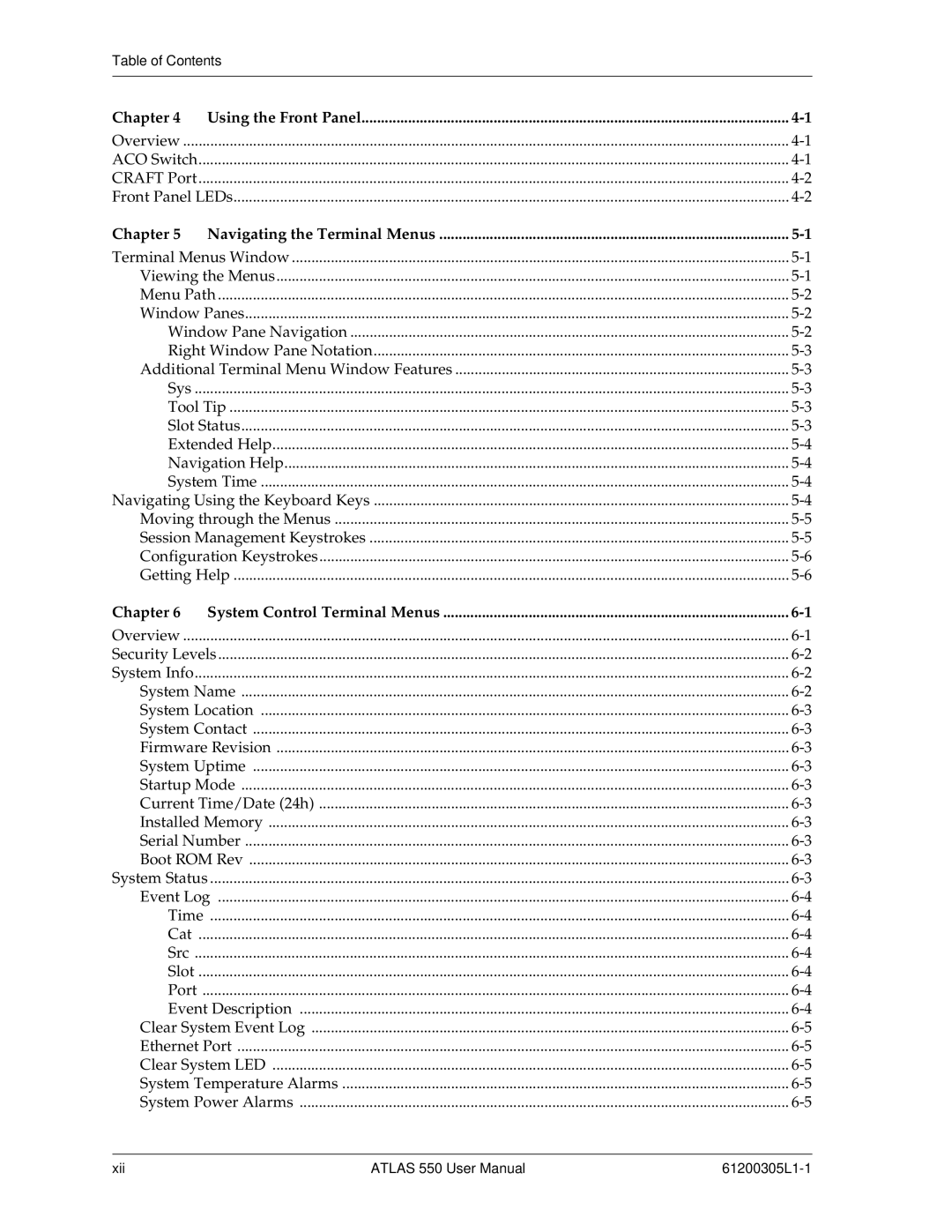 ADTRAN 550 user manual Chapter Using the Front Panel 