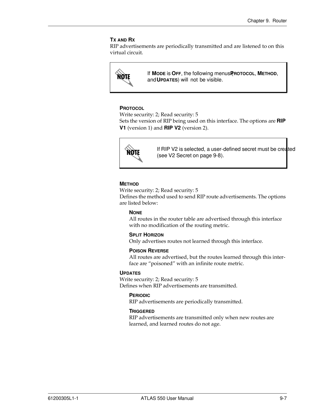 ADTRAN 550 user manual Only advertises routes not learned through this interface 