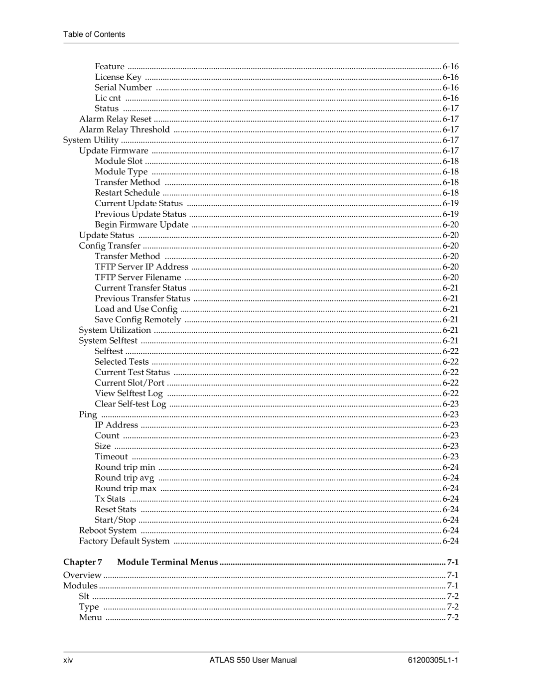 ADTRAN 550 user manual Chapter Module Terminal Menus 