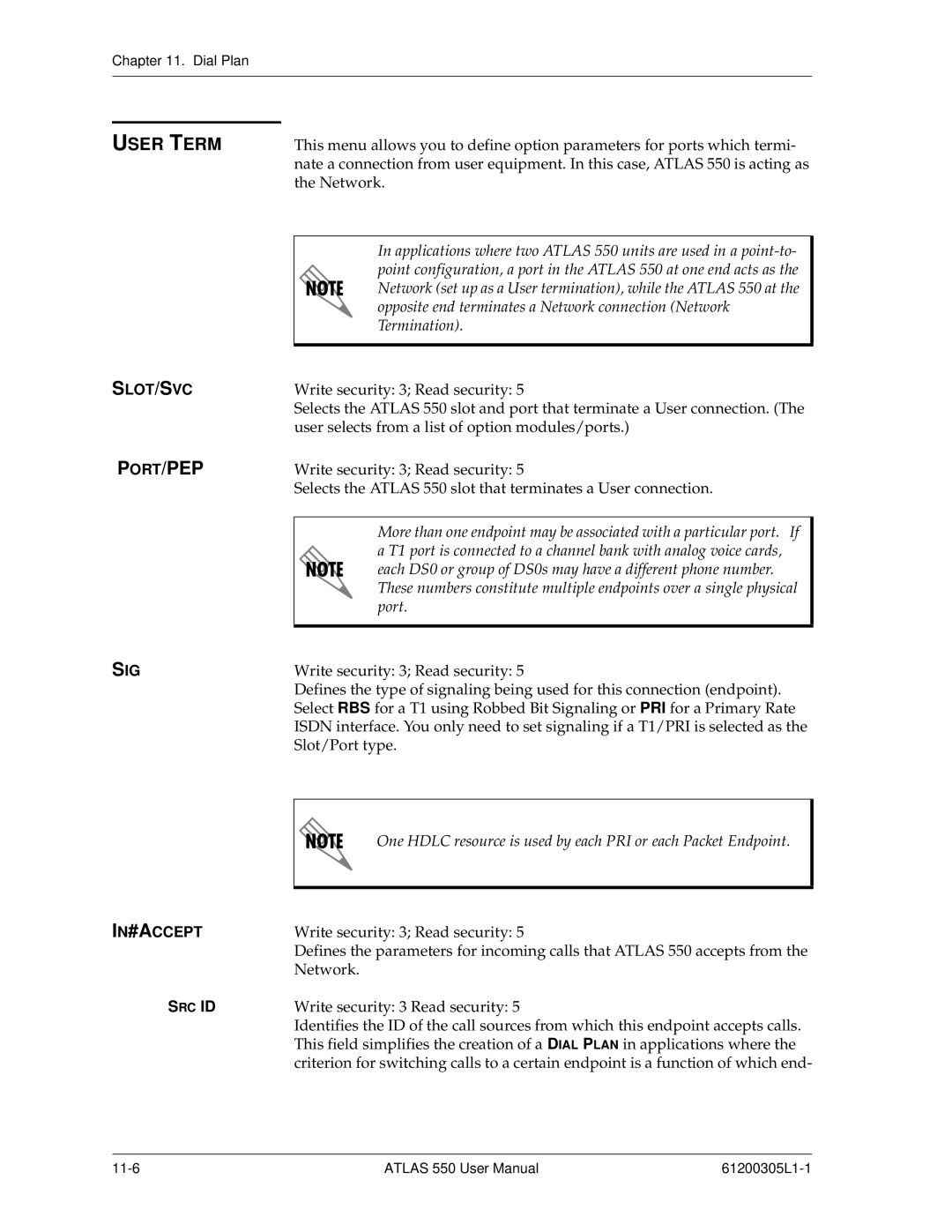 ADTRAN 550 user manual User Term, In#Accept, Src Id 