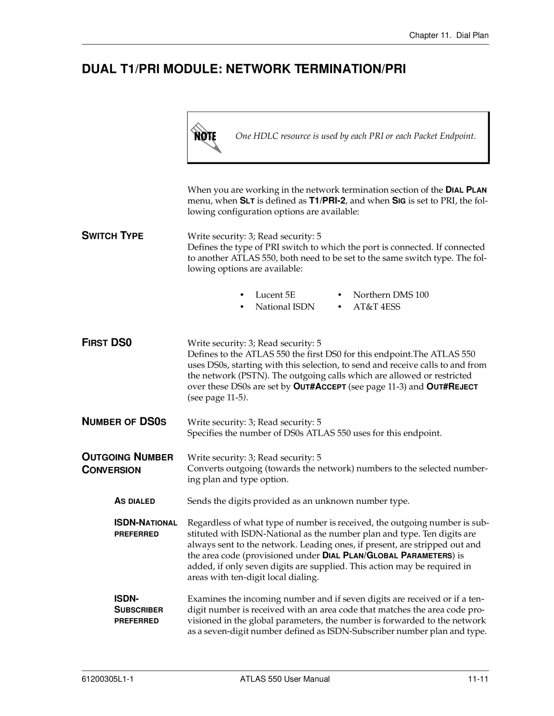 ADTRAN 550 user manual Dual T1/PRI Module Network TERMINATION/PRI 