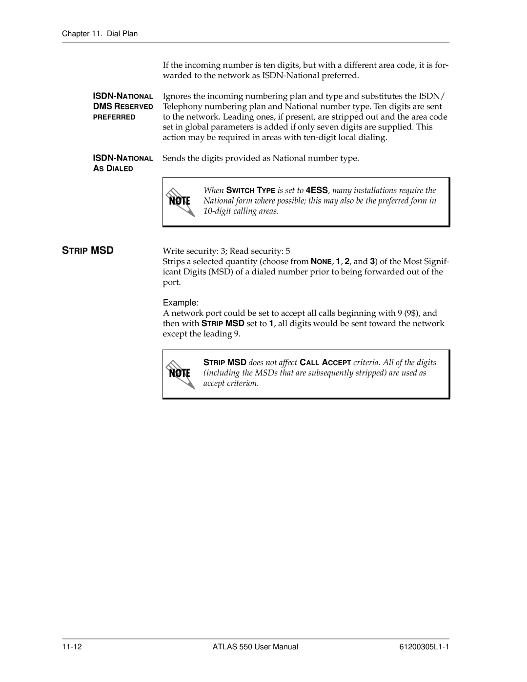 ADTRAN 550 user manual Strip MSD 