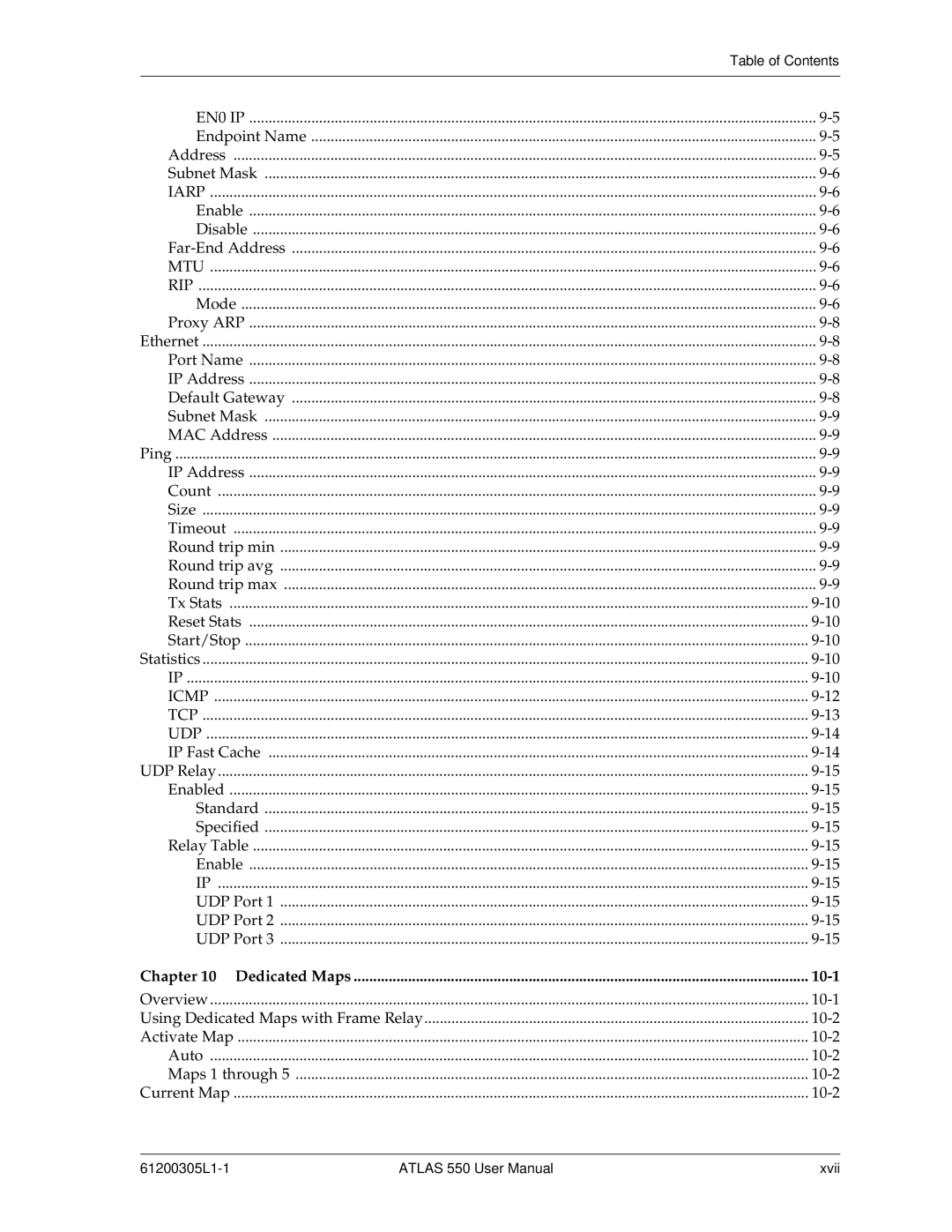 ADTRAN 550 user manual Dedicated Maps 10-1 