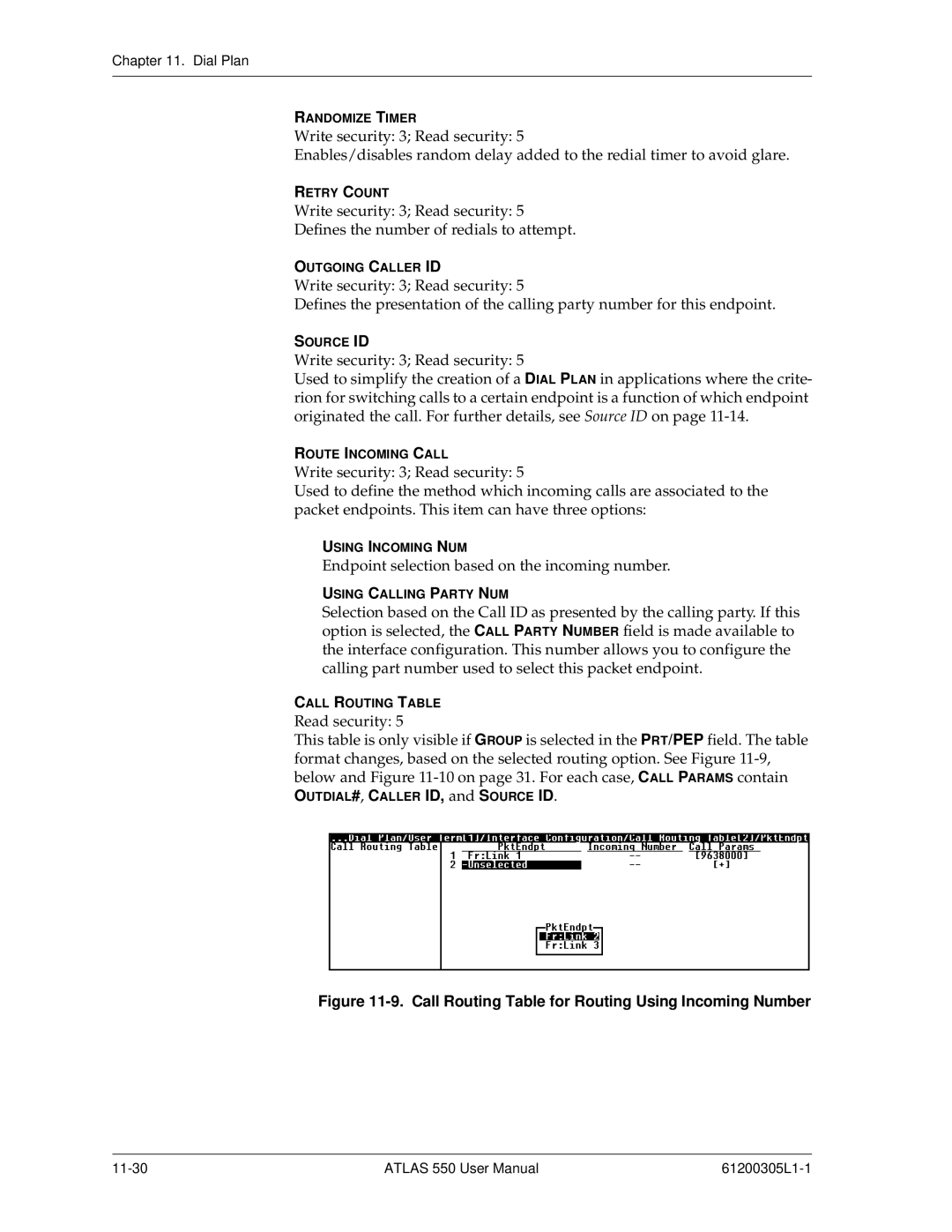 ADTRAN 550 user manual Call Routing Table for Routing Using Incoming Number 