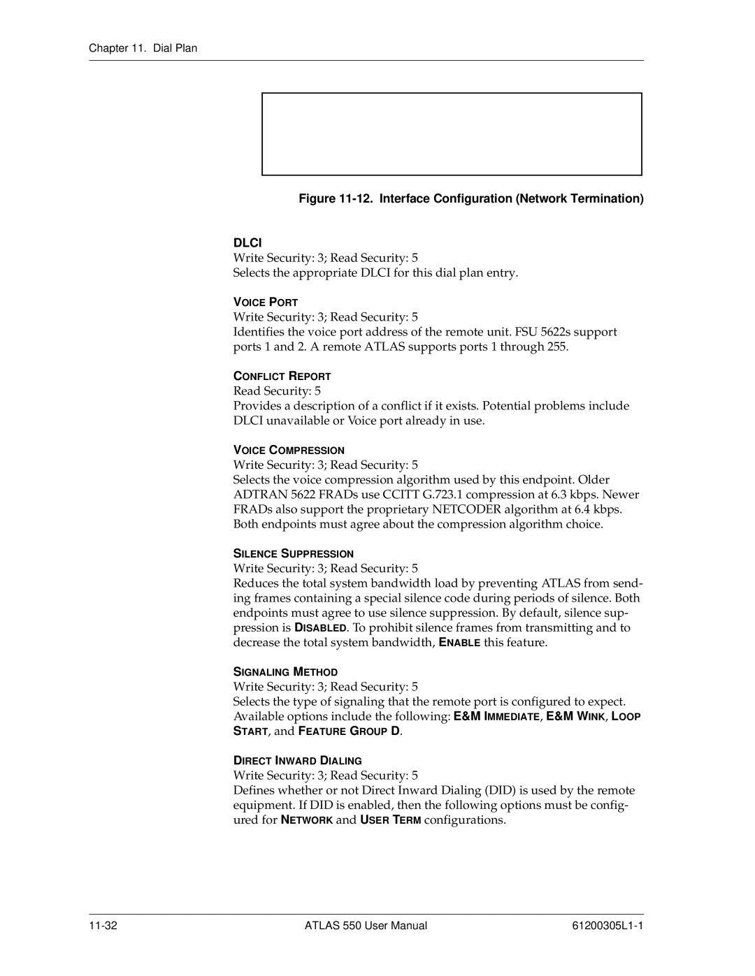 ADTRAN 550 user manual Interface Configuration Network Termination 