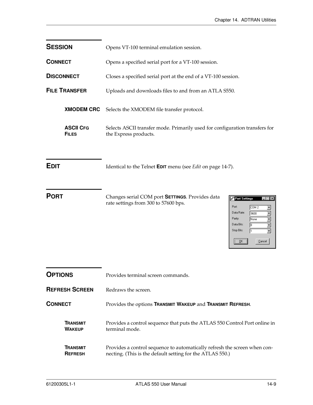 ADTRAN 550 user manual Edit, Port 