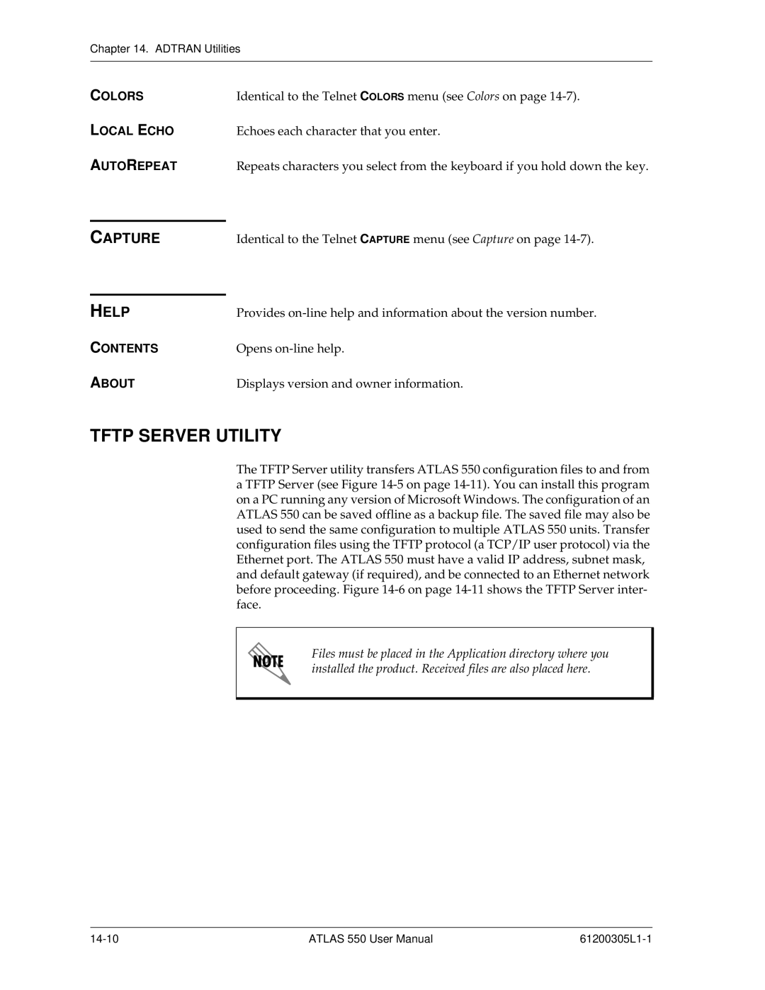 ADTRAN 550 user manual Tftp Server Utility, Colors 