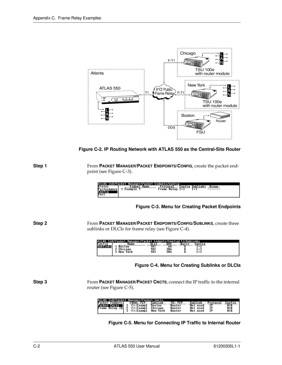 ADTRAN 550 user manual Figure C-3. Menu for Creating Packet Endpoints 