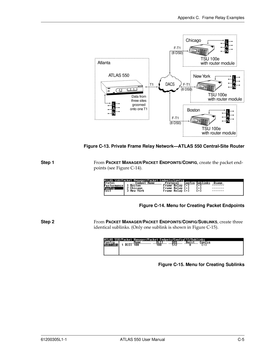 ADTRAN 550 user manual Figure C-14. Menu for Creating Packet Endpoints 