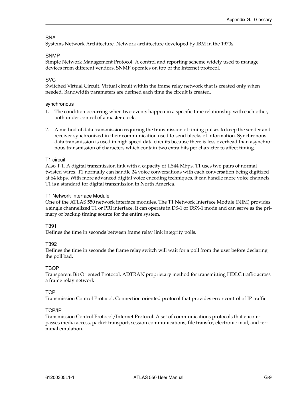 ADTRAN 550 user manual Sna 