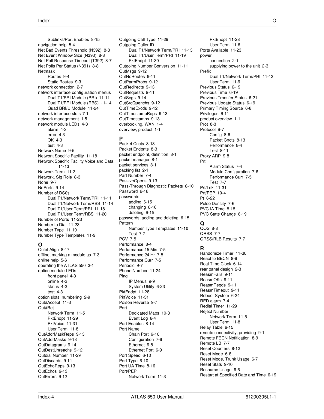 ADTRAN 550 user manual Index-4 