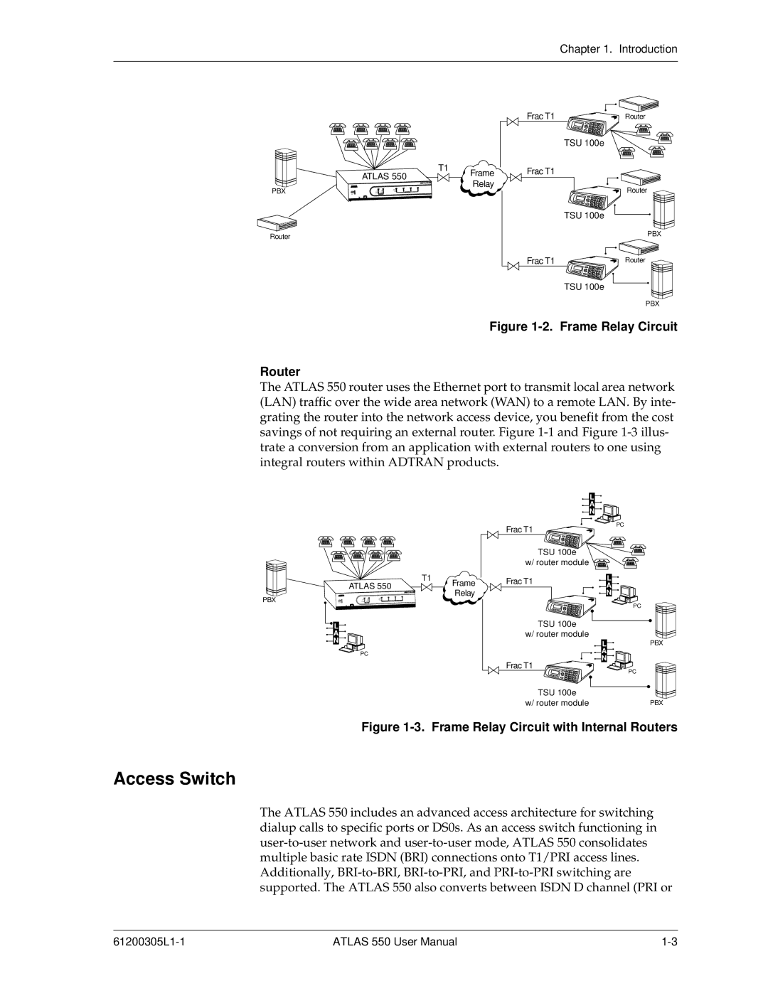 ADTRAN 550 user manual Access Switch, Frame Relay Circuit Router 