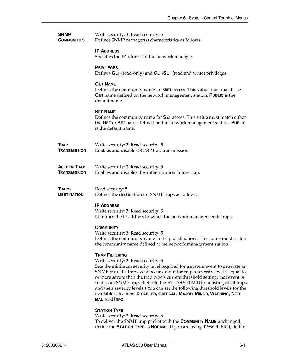 ADTRAN 550 user manual Snmp 