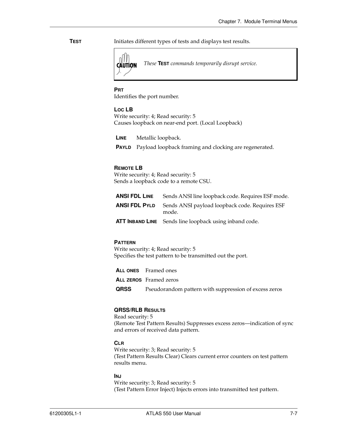 ADTRAN 550 user manual Loc Lb 