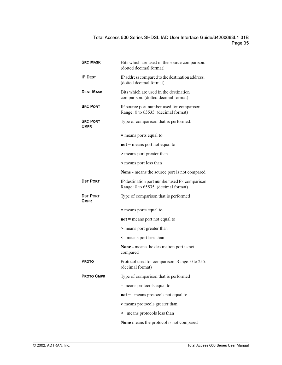 ADTRAN 600 Series user manual 2002, ADTRAN, Inc 