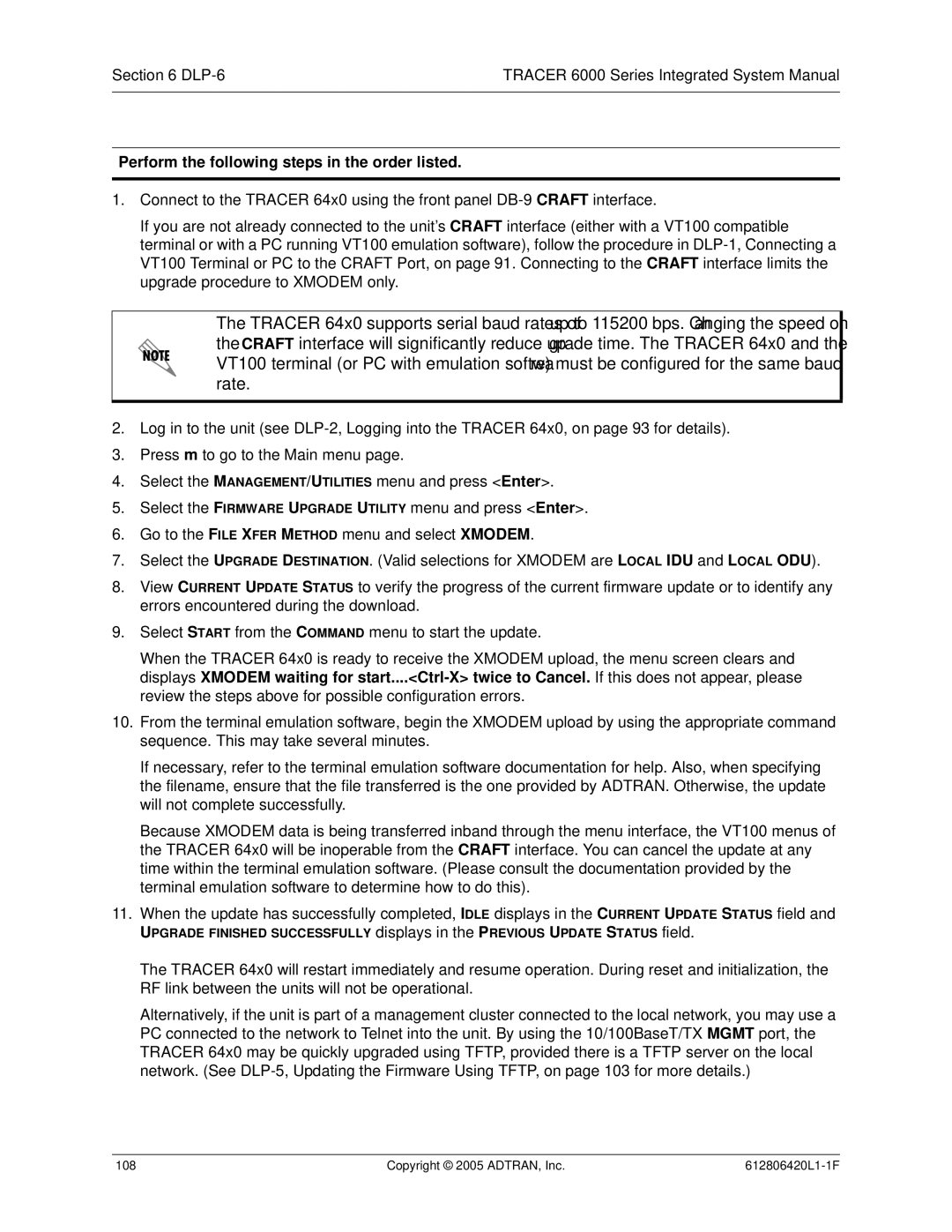 ADTRAN system manual DLP-6 Tracer 6000 Series Integrated System Manual 