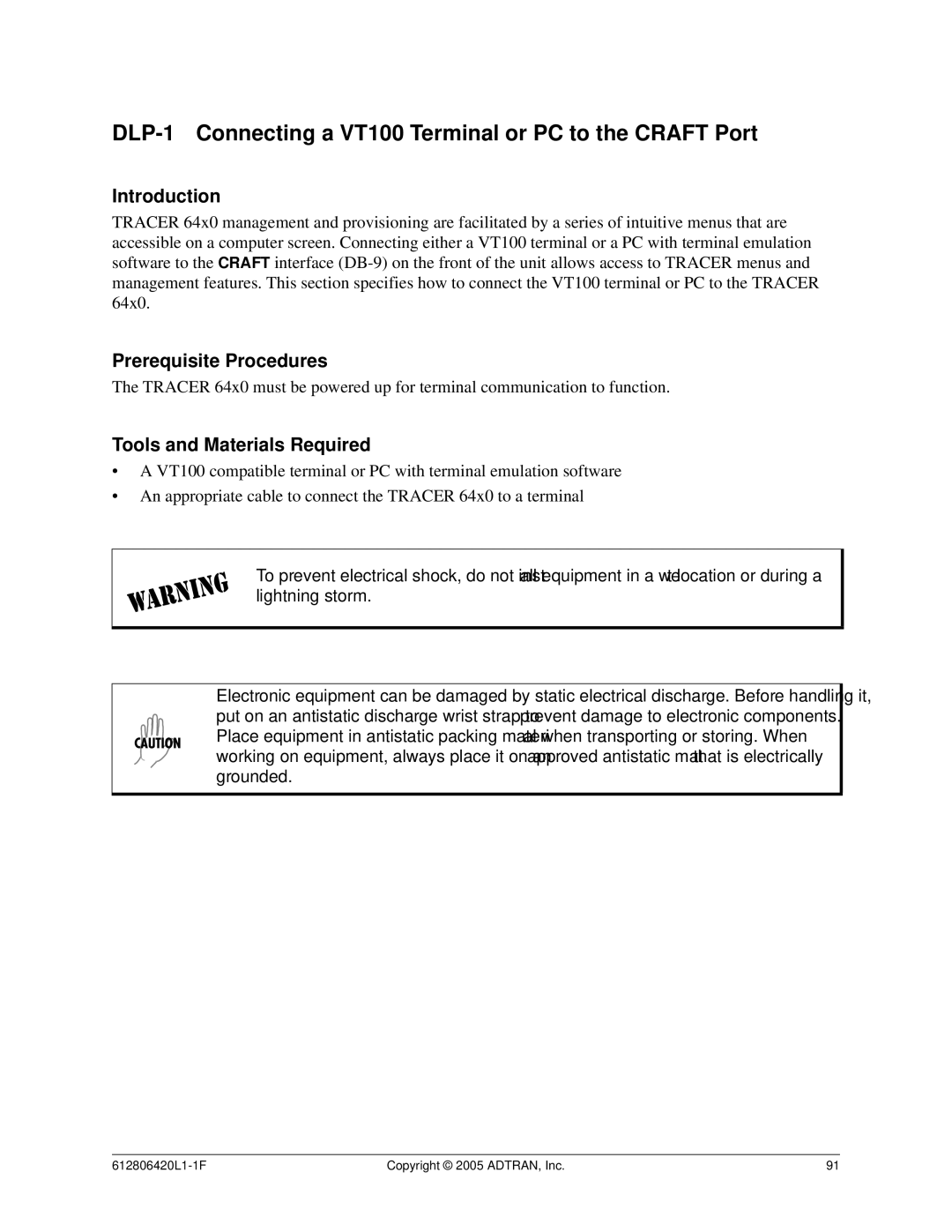 ADTRAN 6000 Series system manual Introduction, Prerequisite Procedures, Tools and Materials Required 