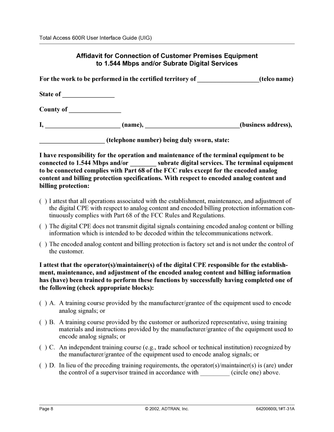 ADTRAN manual Total Access 600R User Interface Guide UIG 