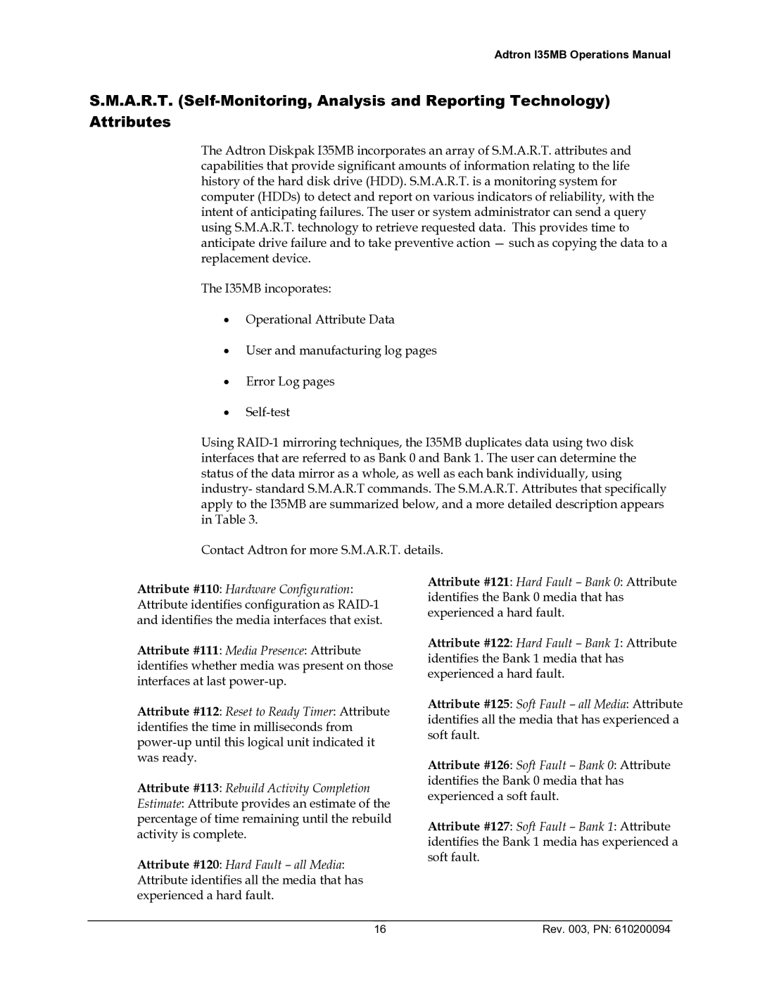 ADTRAN 610200094 manual Attribute #113 Rebuild Activity Completion 