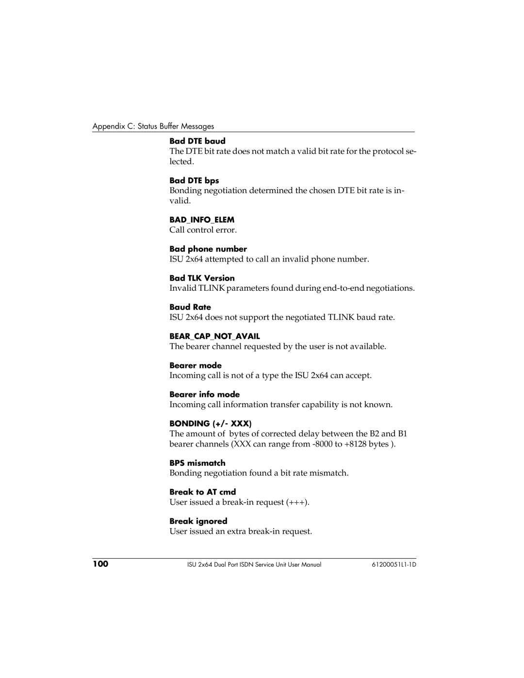 ADTRAN 61200051L1, 1200051L6, 1200051L2, 1200051L5 user manual Call control error 