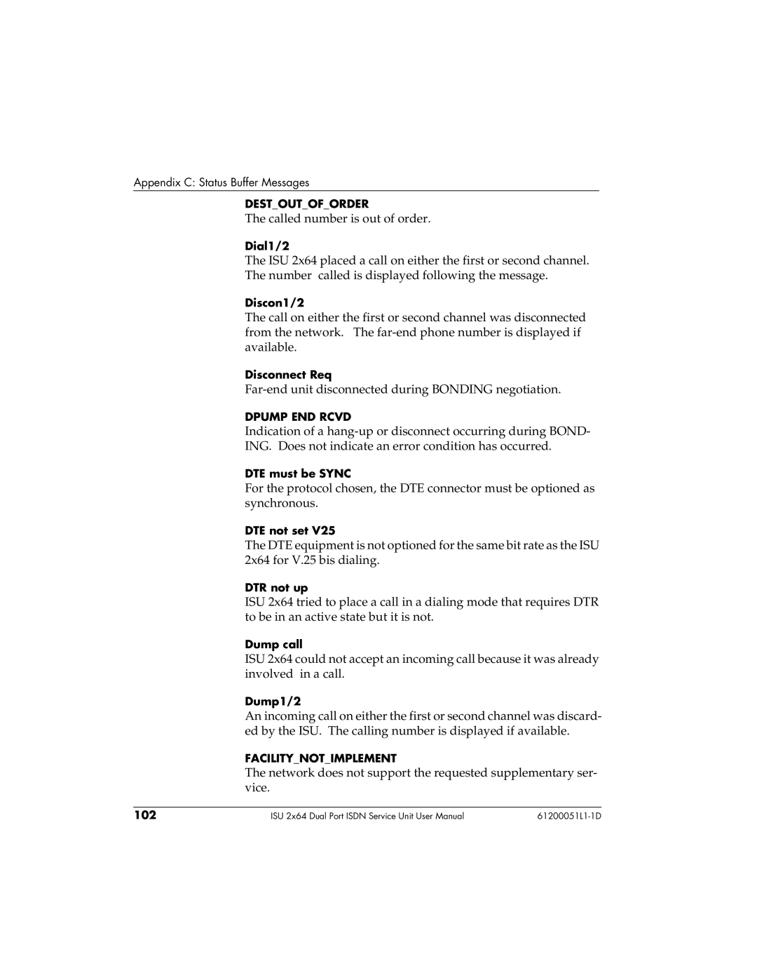 ADTRAN 1200051L6, 61200051L1, 1200051L2, 1200051L5 user manual Called number is out of order 