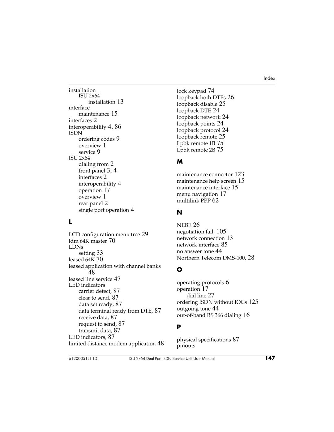 ADTRAN 1200051L6, 61200051L1, 1200051L2, 1200051L5 user manual Isdn 