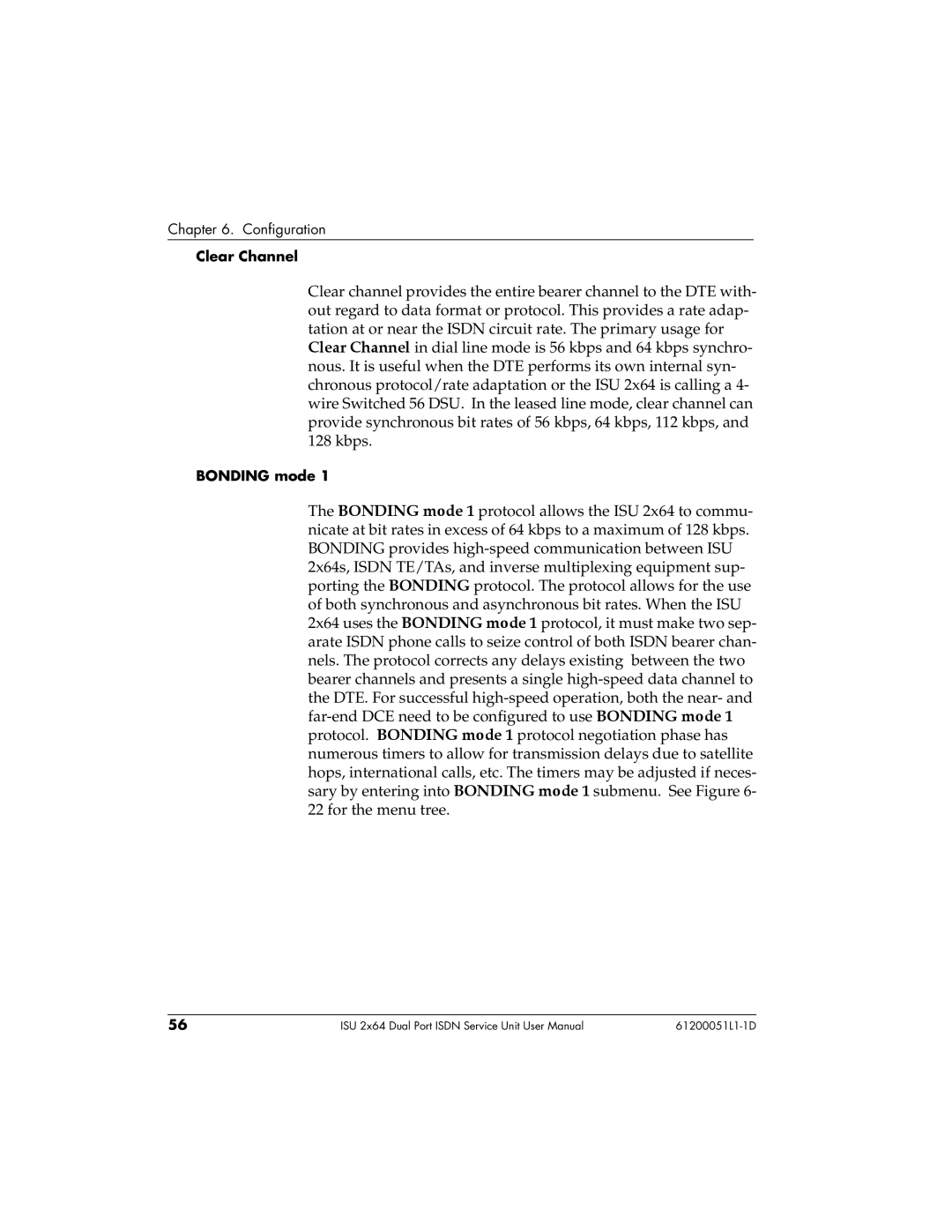 ADTRAN 61200051L1, 1200051L6, 1200051L2, 1200051L5 user manual Clear Channel 