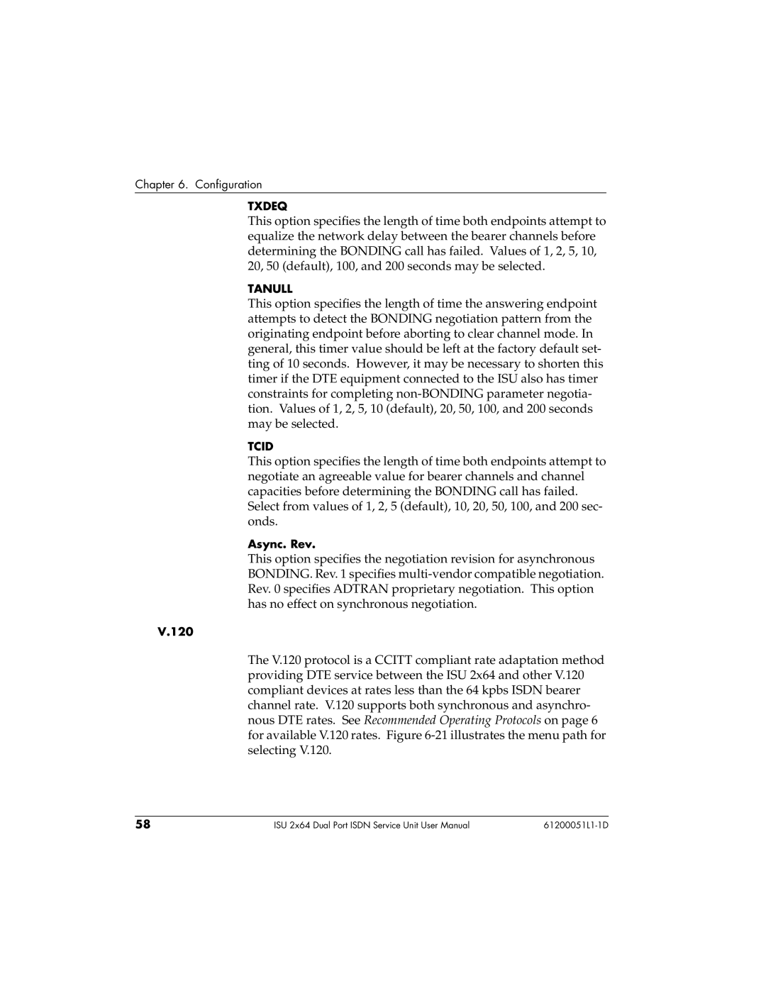 ADTRAN 1200051L2, 61200051L1, 1200051L6, 1200051L5 user manual Txdeq 