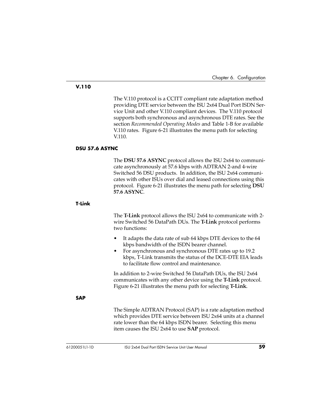 ADTRAN 1200051L5, 61200051L1, 1200051L6, 1200051L2 user manual DSU 57.6 Async 