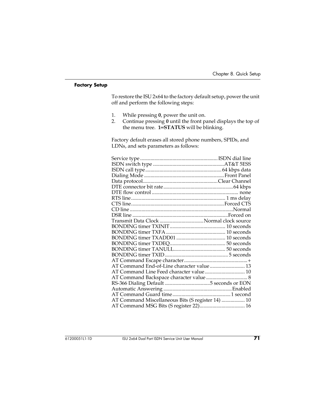 ADTRAN 61200051L1, 1200051L6, 1200051L2, 1200051L5 user manual AT&T 5ESS, Second 