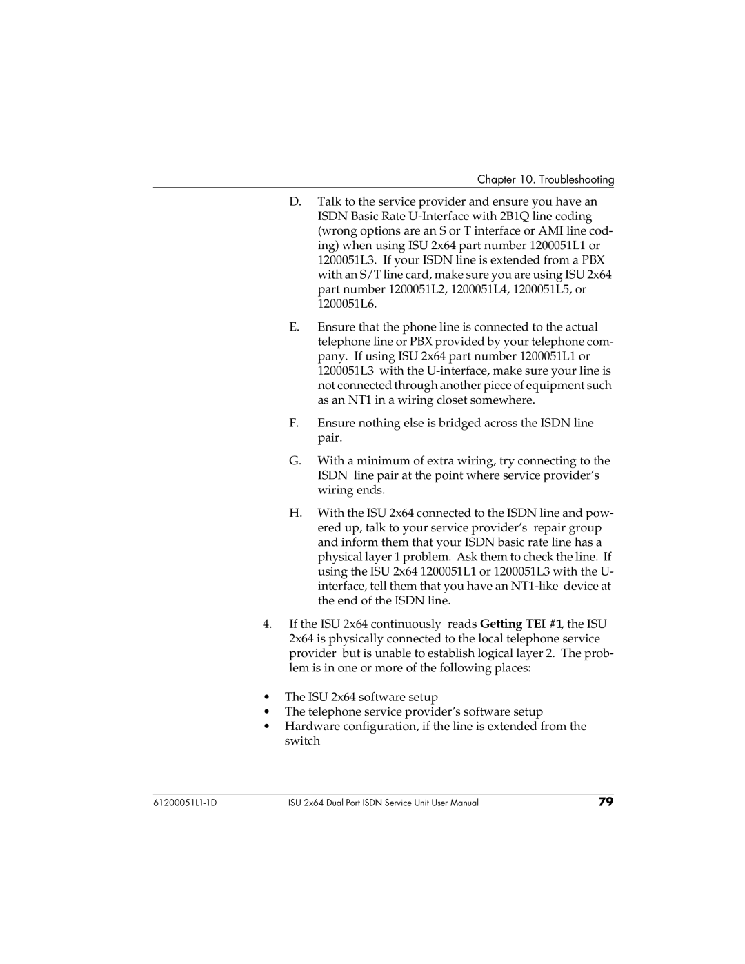 ADTRAN 1200051L5, 61200051L1, 1200051L6, 1200051L2 user manual Troubleshooting 