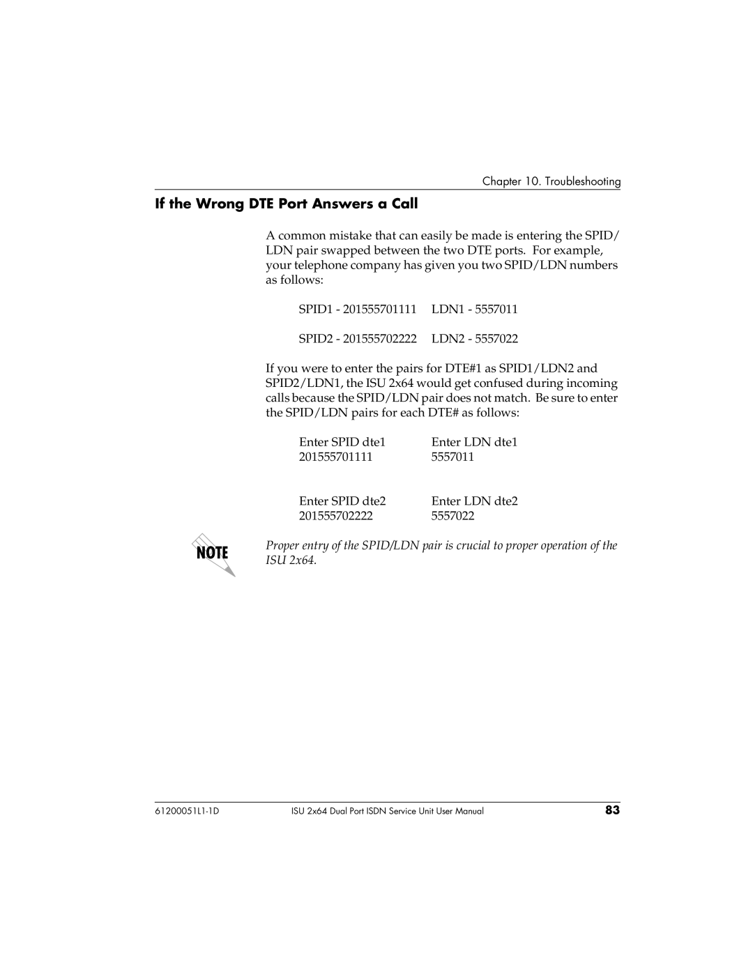 ADTRAN 1200051L2, 61200051L1, 1200051L6, 1200051L5 user manual If the Wrong DTE Port Answers a Call 