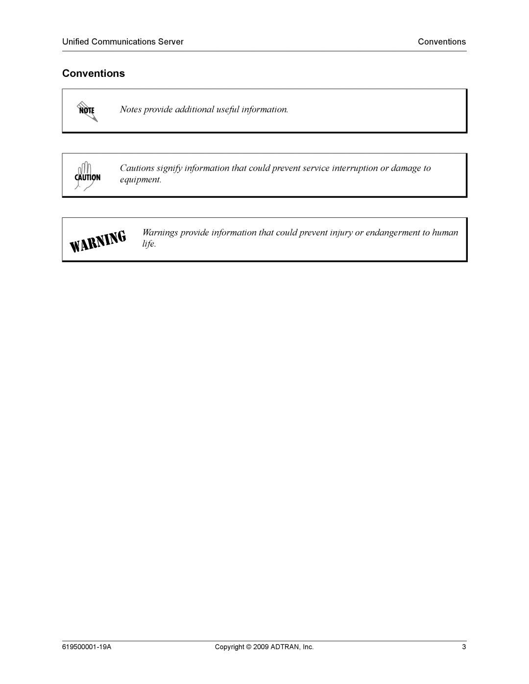 ADTRAN 619500001-19A manual Conventions 