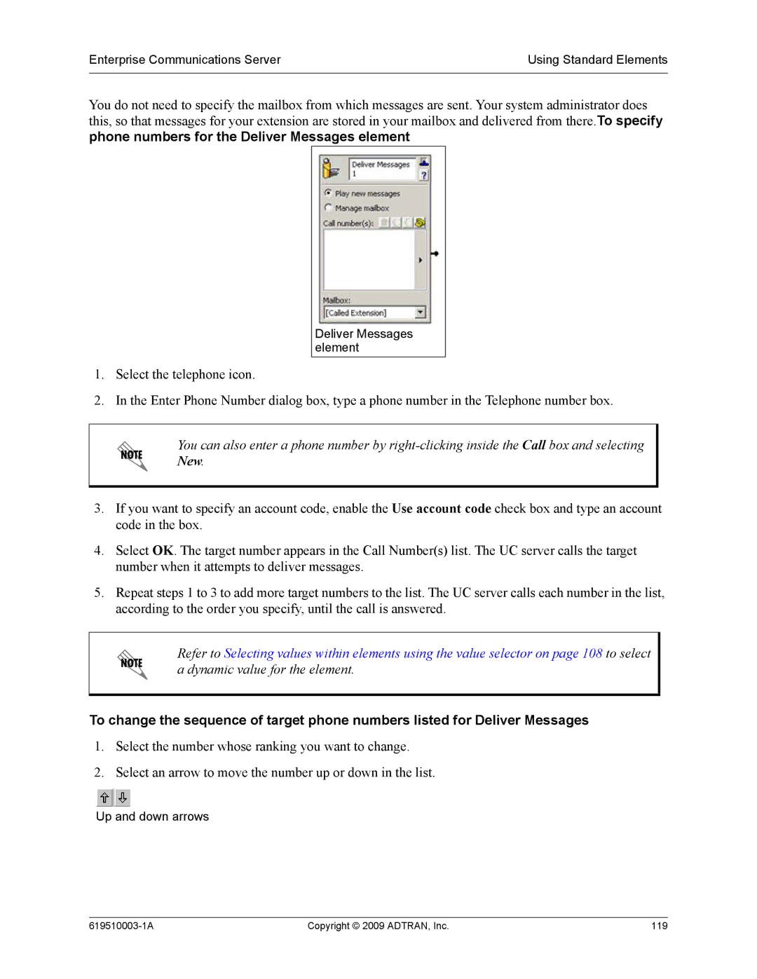 ADTRAN 619510003-1A manual Deliver Messages element 