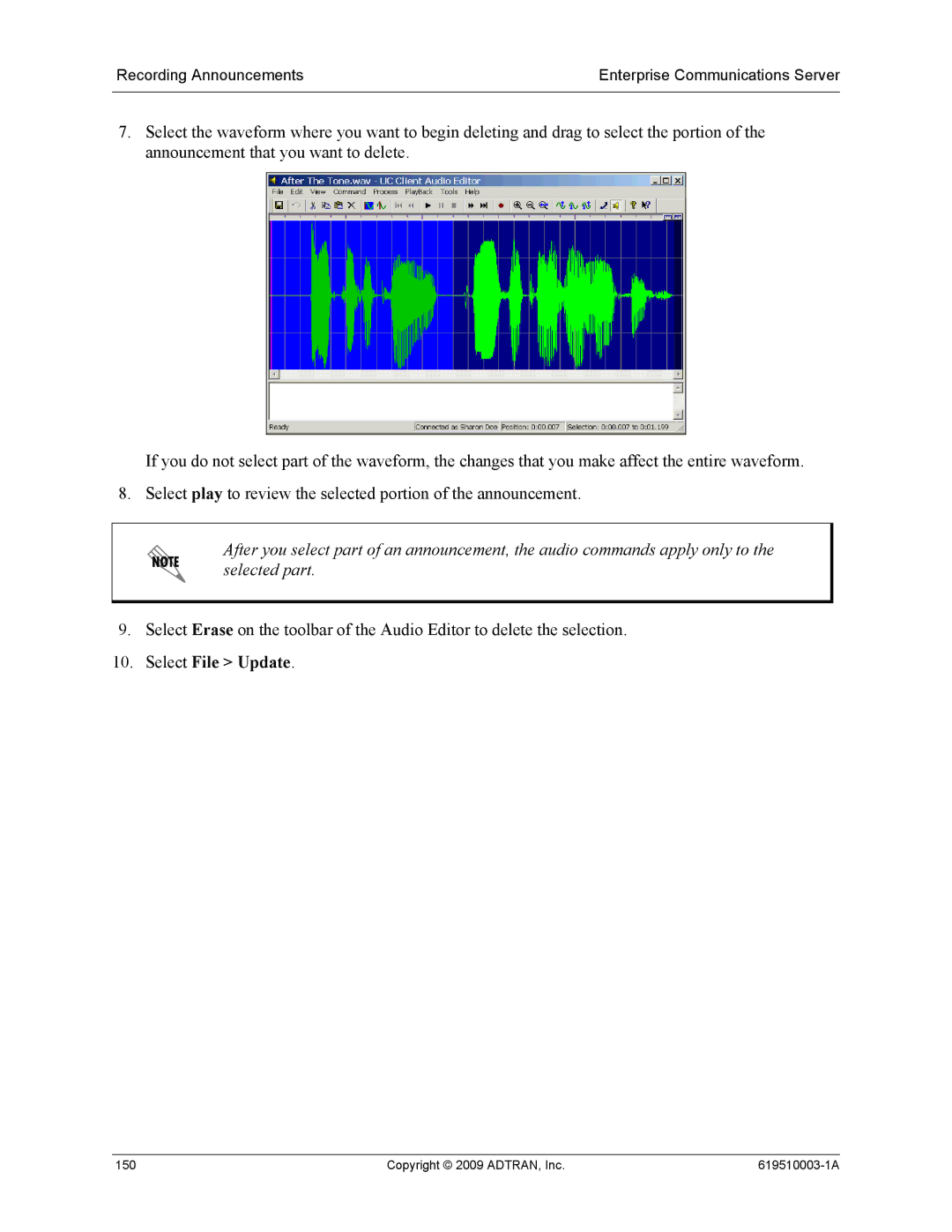 ADTRAN 619510003-1A manual Copyright 2009 ADTRAN, Inc 