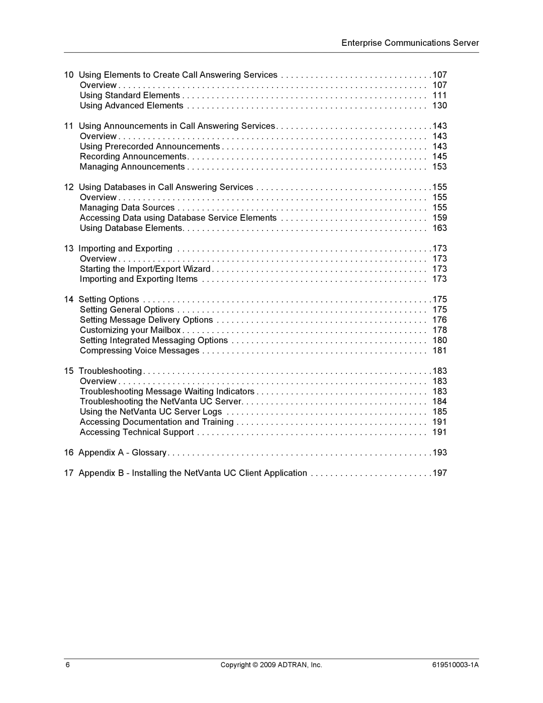 ADTRAN 619510003-1A manual Enterprise Communications Server 