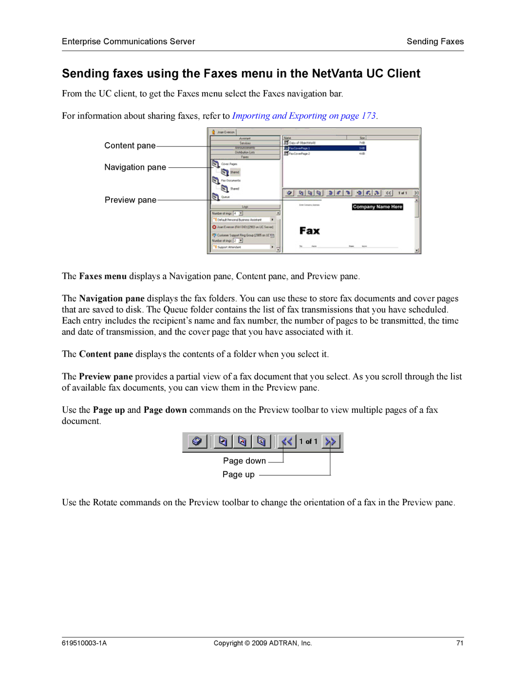 ADTRAN 619510003-1A manual Sending faxes using the Faxes menu in the NetVanta UC Client 