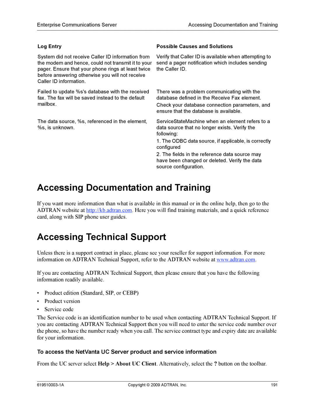 ADTRAN 619510003-1A manual Accessing Documentation and Training, Accessing Technical Support 
