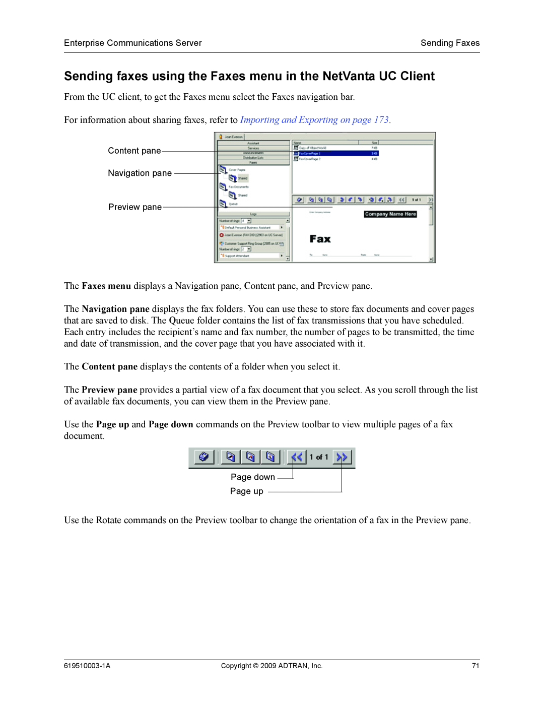 ADTRAN 619510003-1A manual Sending faxes using the Faxes menu in the NetVanta UC Client 