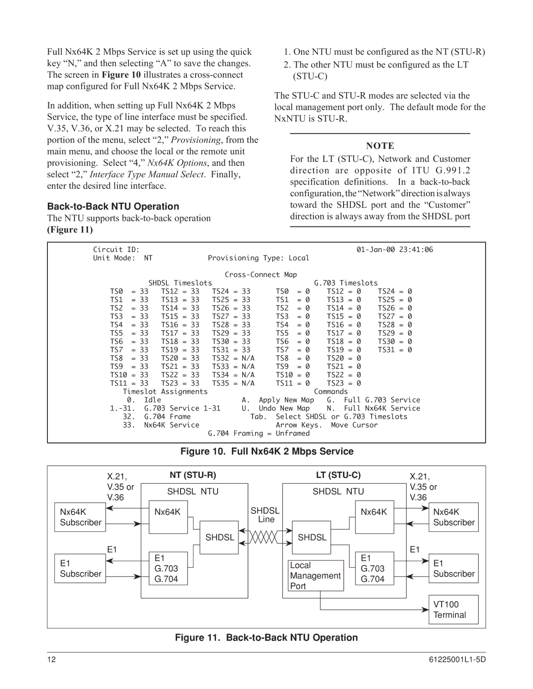 ADTRAN 6530 specifications Back-to-Back NTU Operation, Full Nx64K 2 Mbps Service 