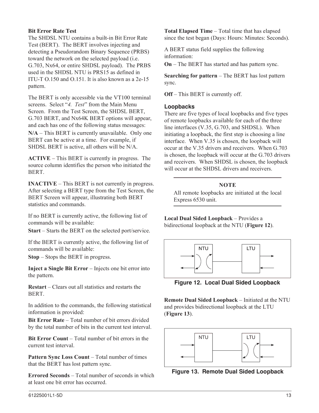 ADTRAN 6530 specifications Bit Error Rate Test, Searching for pattern The Bert has lost pattern sync, Loopbacks 