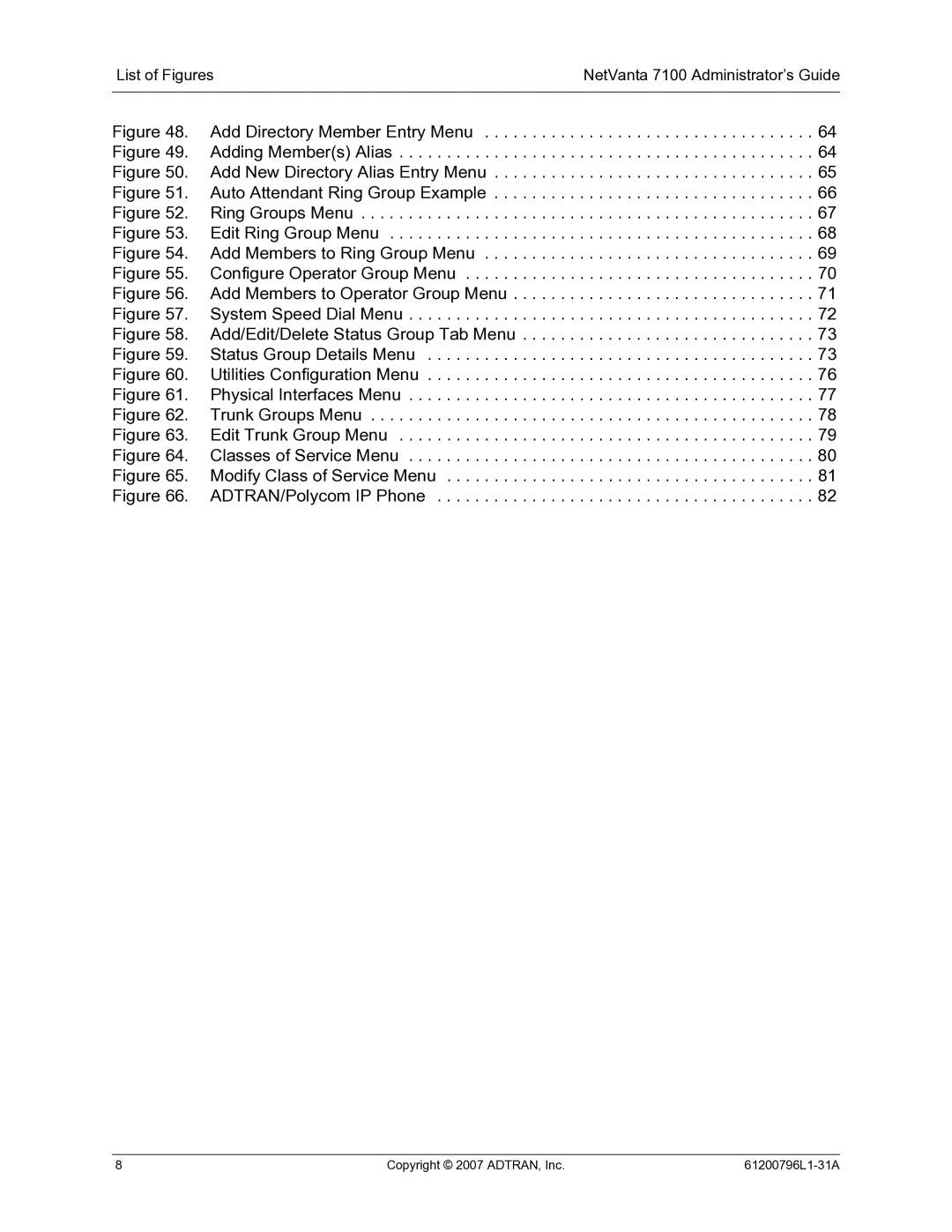 ADTRAN manual List of Figures NetVanta 7100 Administrator’s Guide 