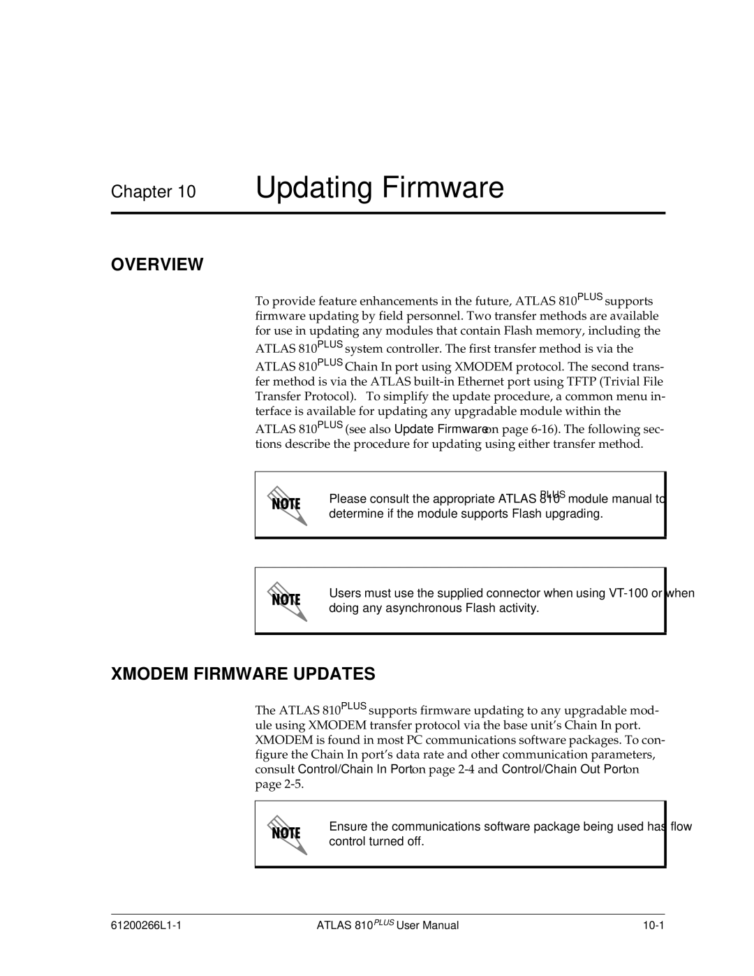 ADTRAN 810 Plus manual Updating Firmware, Xmodem Firmware Updates 