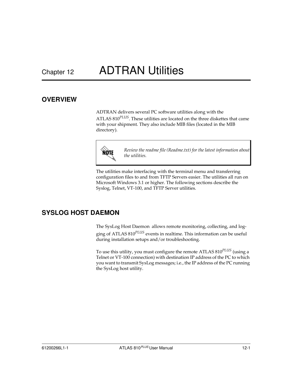 ADTRAN 810 Plus manual Adtran Utilities, Syslog Host Daemon 