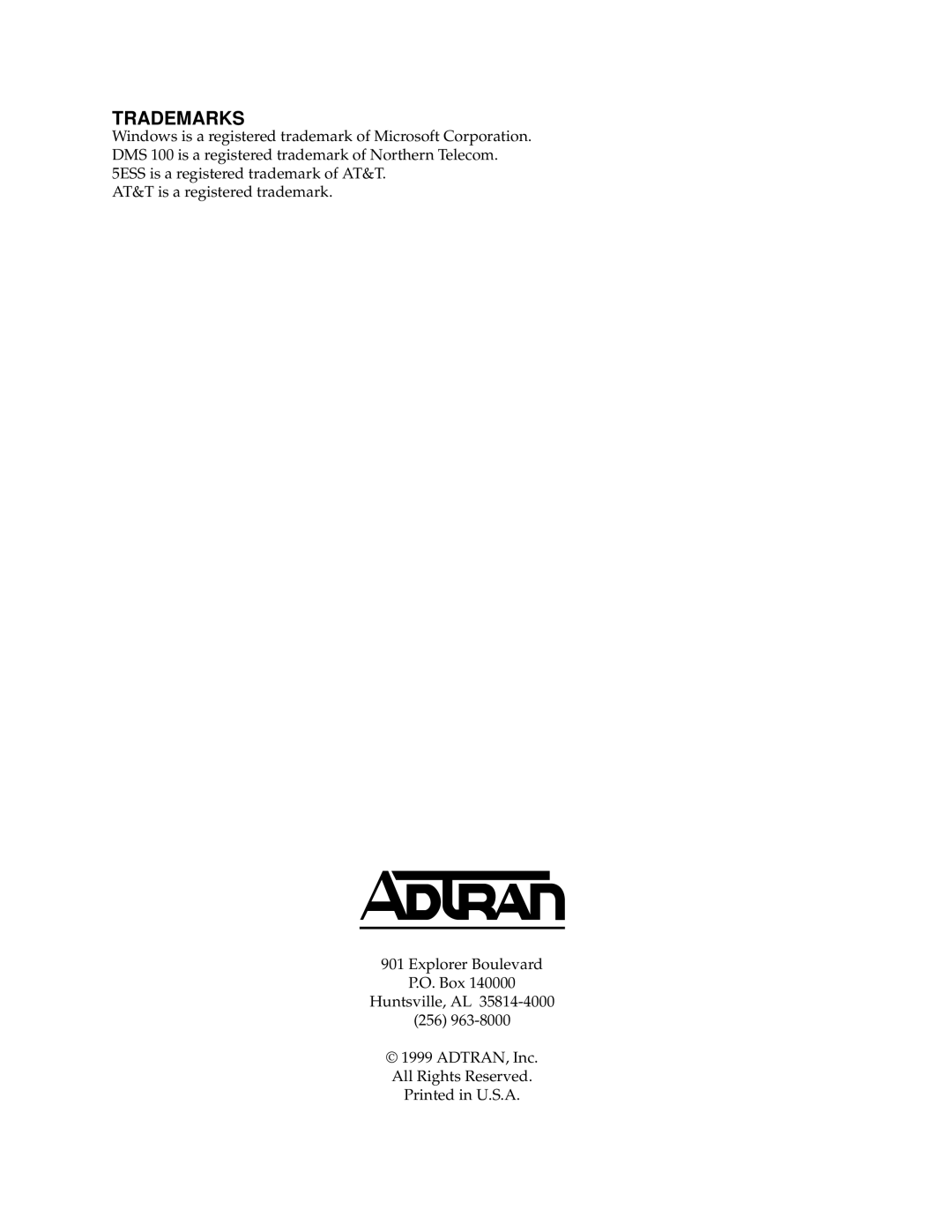 ADTRAN 810 Plus manual Trademarks 