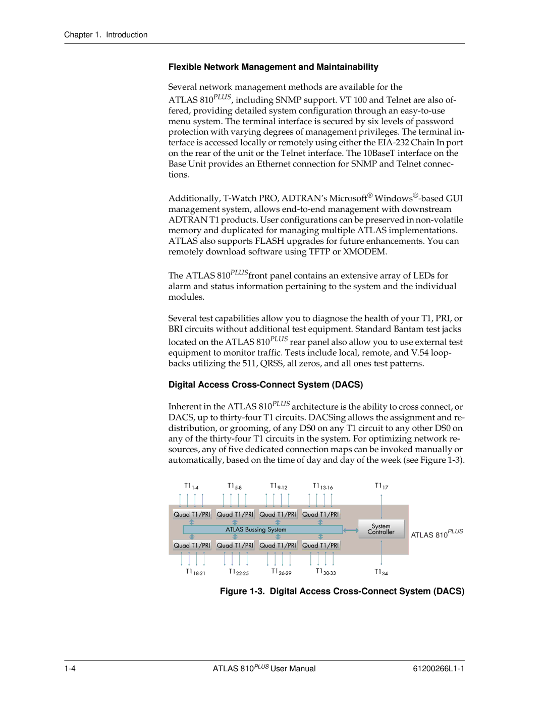 ADTRAN 810 Plus manual Flexible Network Management and Maintainability, Digital Access Cross-Connect System Dacs 